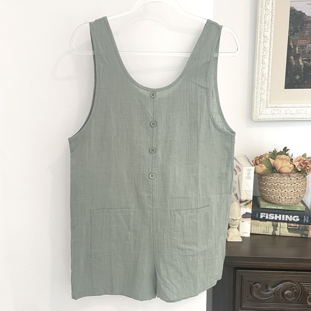 Shein cotton blend play suit beach cover up sage green NWOT small